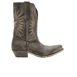 Golden Goose Wish Star Short Black Distressed Western Boots 37=7